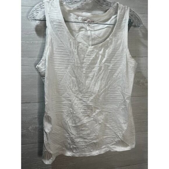 Coldwater‎ Creek White Tank Blouse Embroidered Sequined Medium NWT - Picture 5 of 5